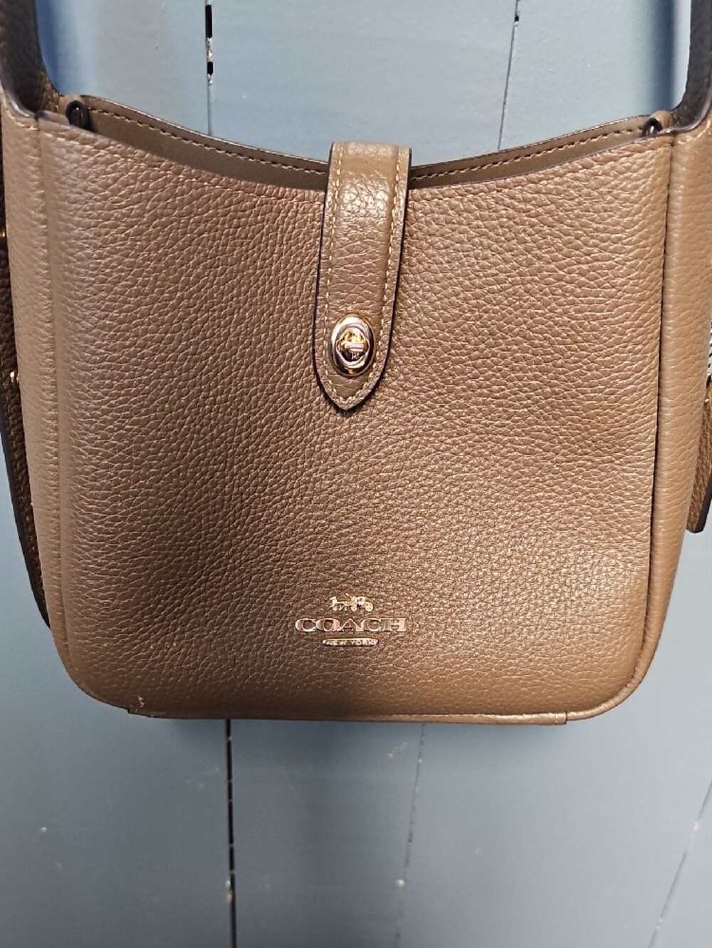 Coach Pebbled Leather Crossbody Bag in Tan - Picture 2 of 5